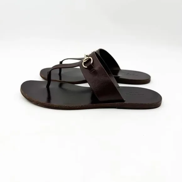 Gucci Horsebit Sandals Flat Slides Brown Leather EU 38 US 8 - Picture 5 of 13